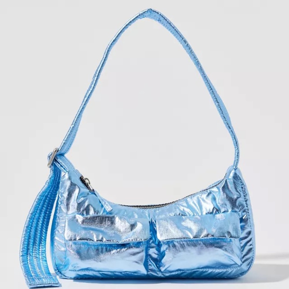 BAGGU Metallic Blue Shoulder Bag